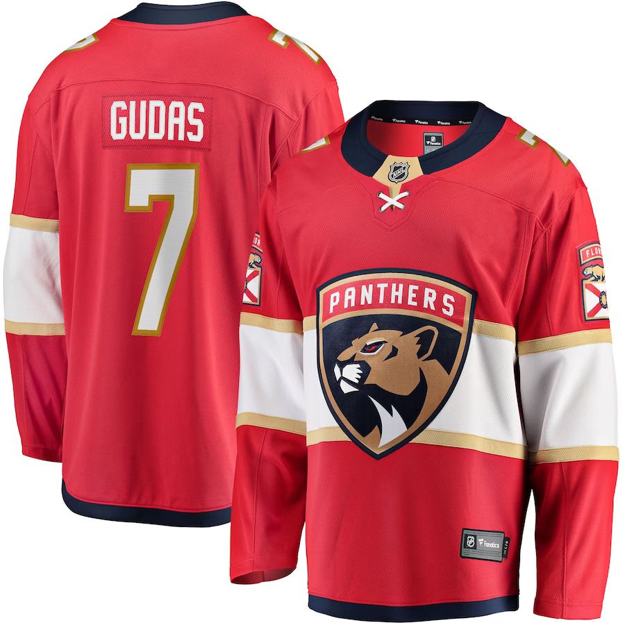 Men Florida Panthers 7 Radko Gudas Fanatics Branded Red Home Breakaway NHL Jersey